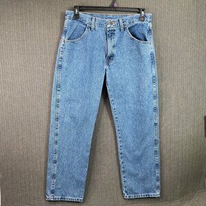 Rustler Mens 34x29 Blue Denim Jeans Relaxed Fit 100% Cotton